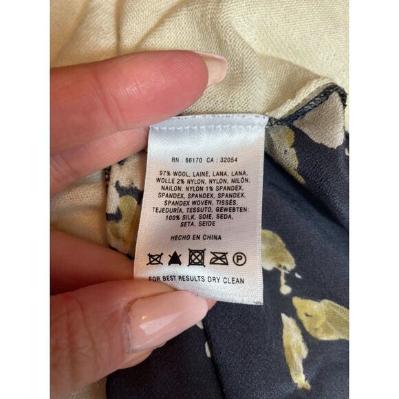 Anthropologie Moth Wool Blend Top Stretch Long Sleeve Floral Knit Pullover M - Picture 8 of 9